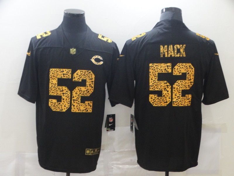 Men's Chicago Bears #52 Khalil Mack 2020 Black NFL Leopard Print Fashion Limited Stitched Jersey